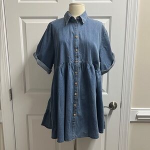 TALULAH Denim Shirt Dress in Blue